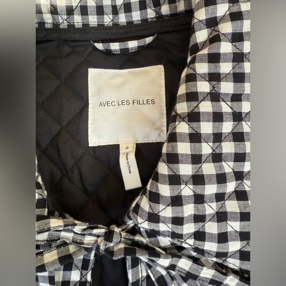 Avec Les Filles spring Jacket quilted black and white checkered ribbon tie - Picture 8 of 9